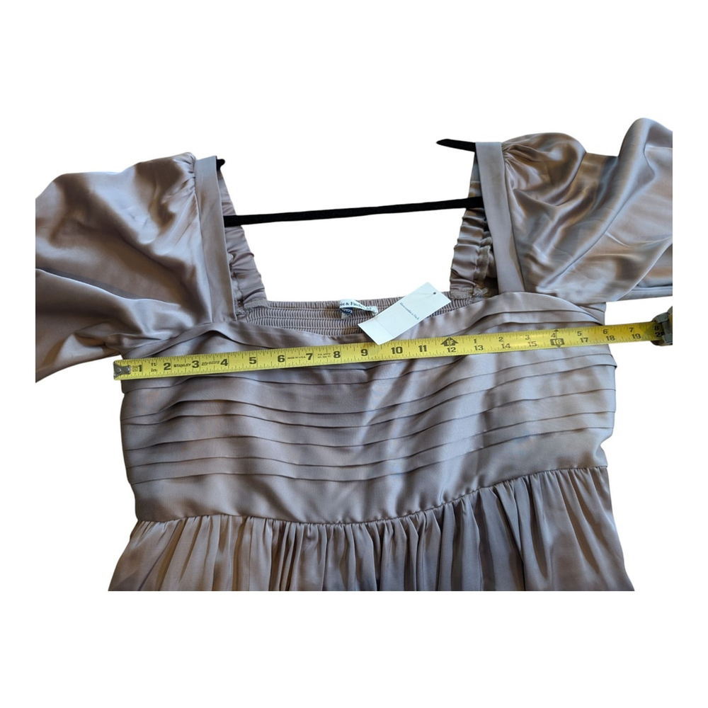 NEW Abercrombie & Fitch Emerson Satin Long Sleeve Mini Dress in Tan Large Tall - Picture 5 of 10